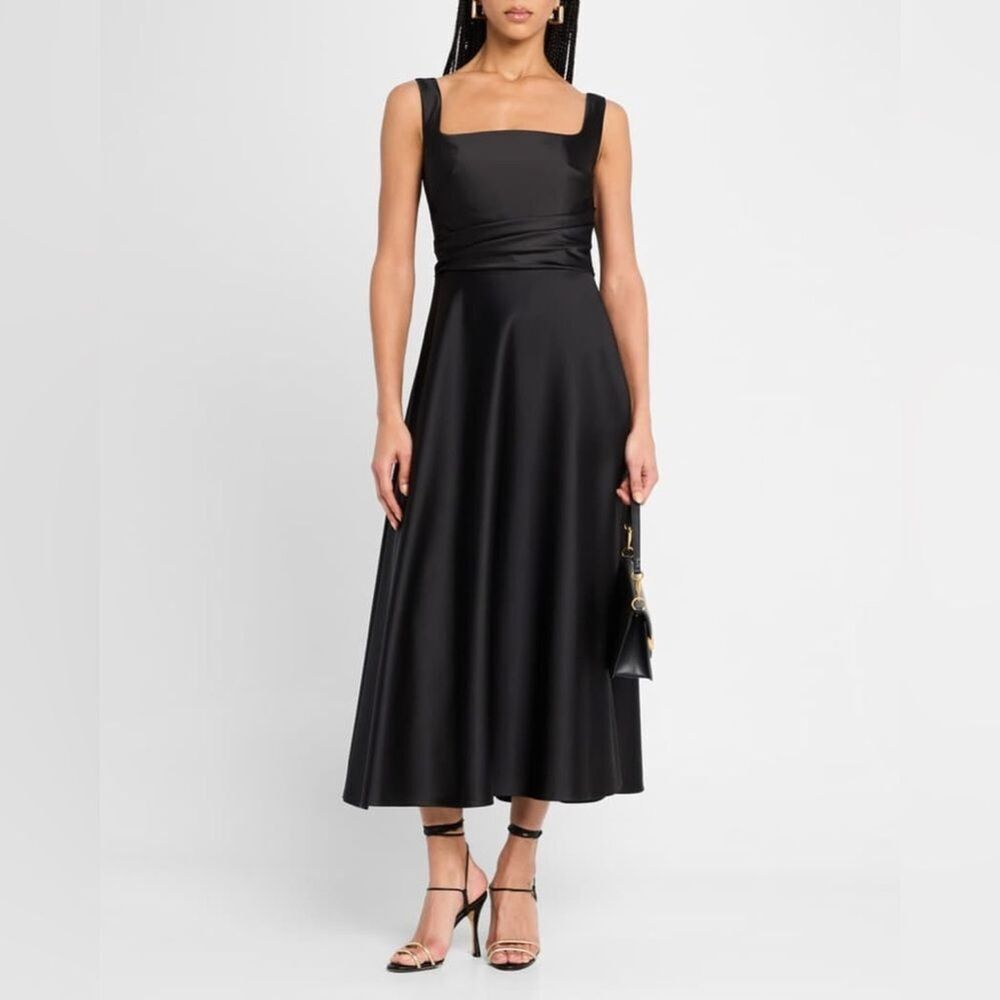 NWOT Ungaro Sleeveless A-Line Midi Dress Elegant Black Evening Dress, size 2
